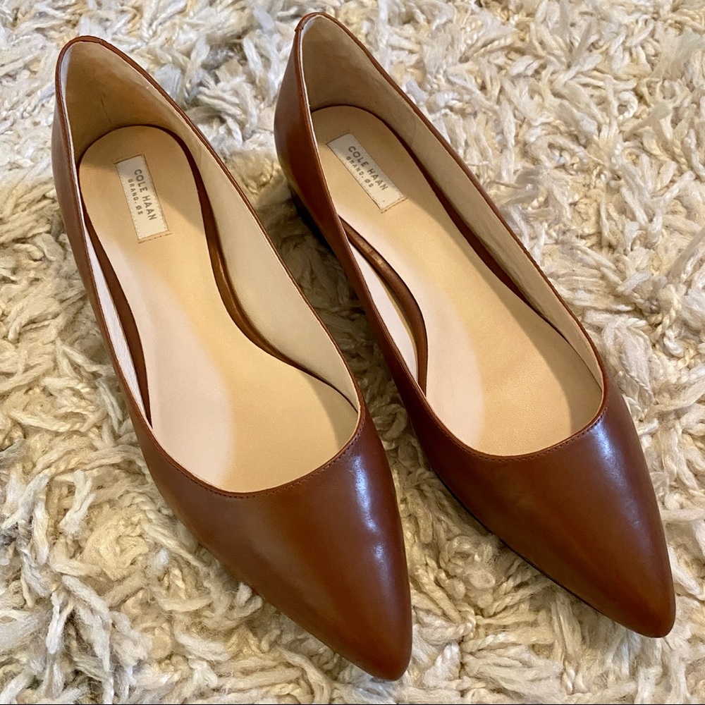 Cole Haan Vesta Skimmer Flats - Cherry Mahogany Leather - 7.5C Wide